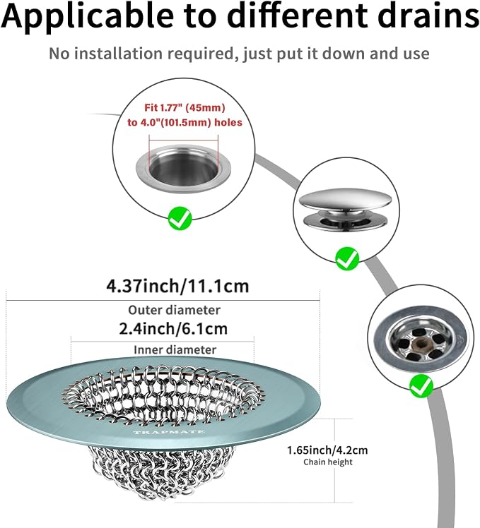 TRAPMATE Reversible Bathtub Drain Protector Hair Catcher/Easy Clean & Fast - Image 3