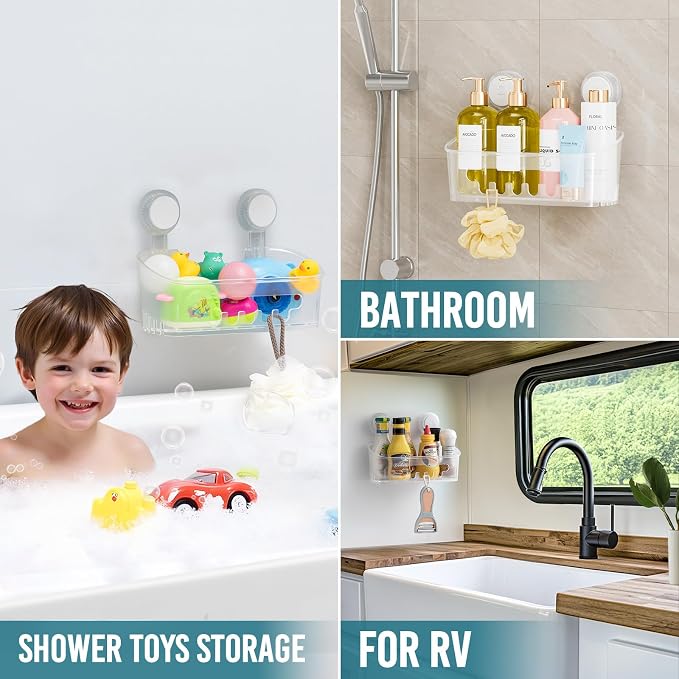TAILI Shower Caddy Suction Cup 2 Pack, Heavy Duty Bathroom Organizer, Removable - Image 4