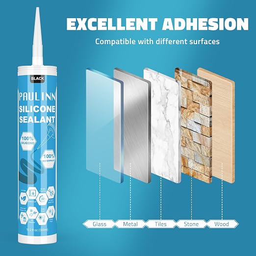 PAULINN Silicone Sealant Black, 100% Silicone Caulk Waterproof - Image 5