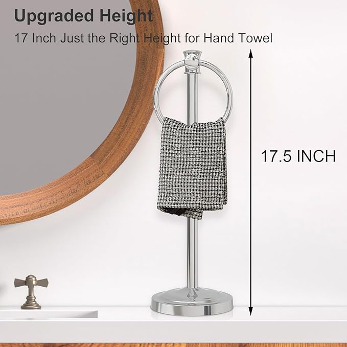 Hoimpro 17 Inch Stand Hand Towel Holder Towel Bar Towel Hanging Ring, Free - Image 2