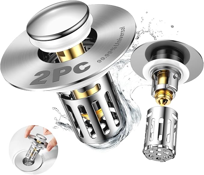 Bath Universal 2-in-1 Bathroom Sink Stopper, Pop-up - Image 8