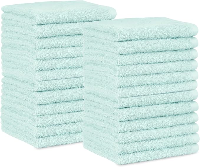 Amazon Basics face Towels for bathroom, 100% Cotton Extra Absorbent washcloth by AmazonBasics