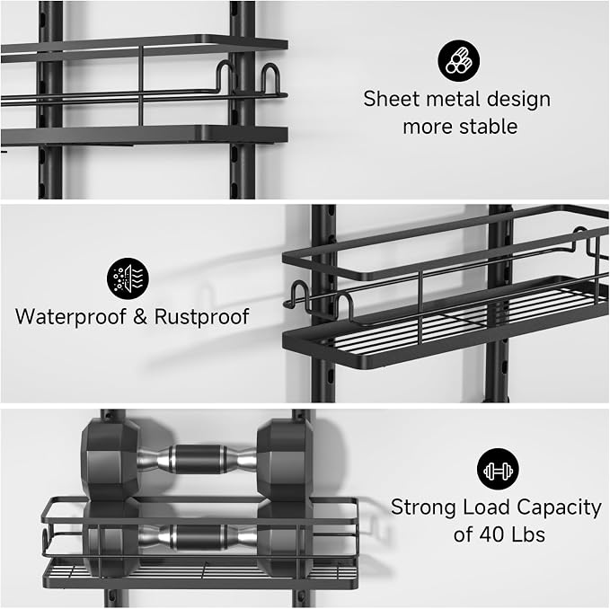 3 Tier Hanging Shower Head Caddy, Adjustable Hanging Shower Caddy Over - Image 6