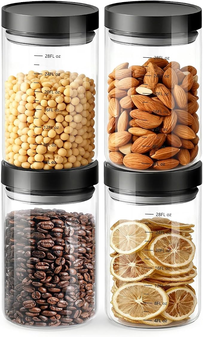 Danbark Set of 4 30oz Airtight Glass Storage Canisters by Unknown