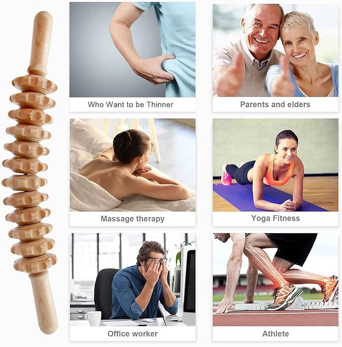 Wood Therapy Massage Tools, 16 inch Professional Wooden Massage Roller Stick & - Image 4