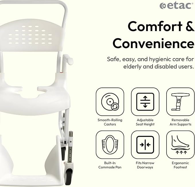 Etac Clean Rolling Shower Chair - Image 2