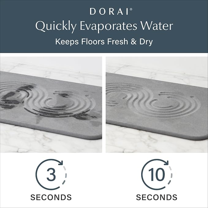 Dorai Home Bath Stone Mat 23.6"x15.4" – Quick-Dry, Non-Slip Diatomite Stone - Image 2