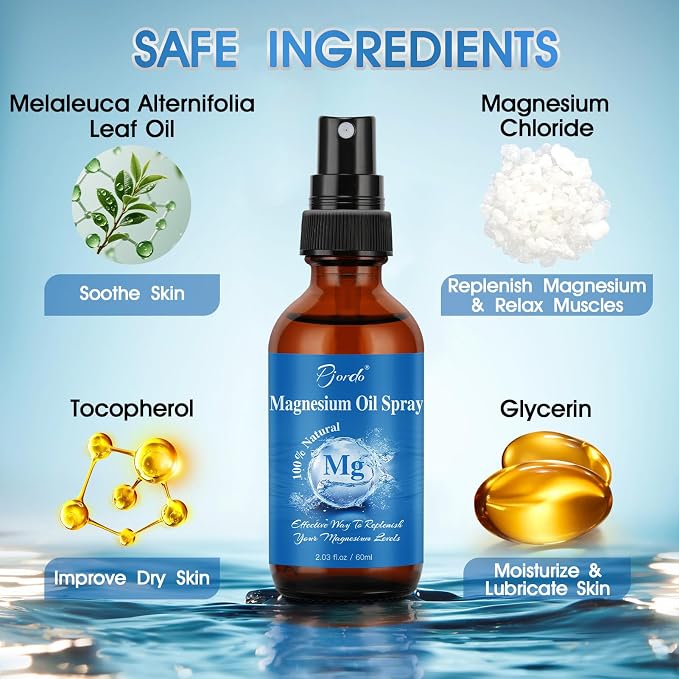 Magnesium Oil Spray for Feet, Body & Sleep, 100% Pure & Natural Organic Topical - Image 3