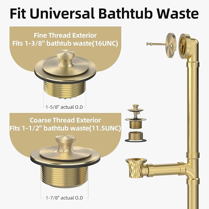 Brushed Gold Bathtub Drain, Hair Catcher and 2-Hole Overflow Faceplate - Image 3