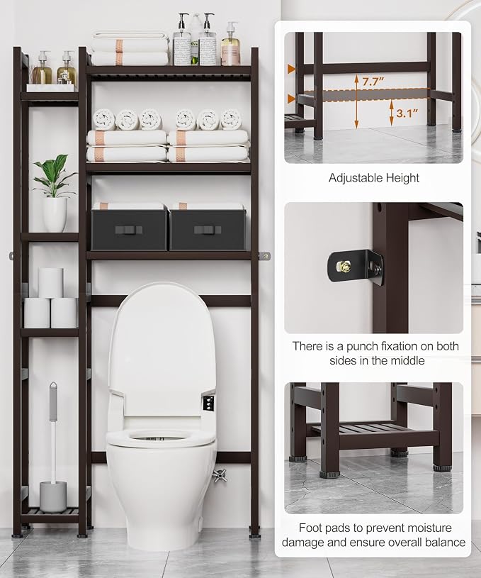 Homde Over The Toilet Storage, Bamboo Bathroom Organizer - Image 3