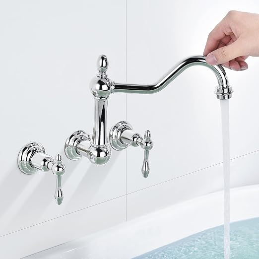 sumerain Vintage Tub Faucet Wall Mount Bathtub Faucet 3 Hole 8 Inches Center - Image 4