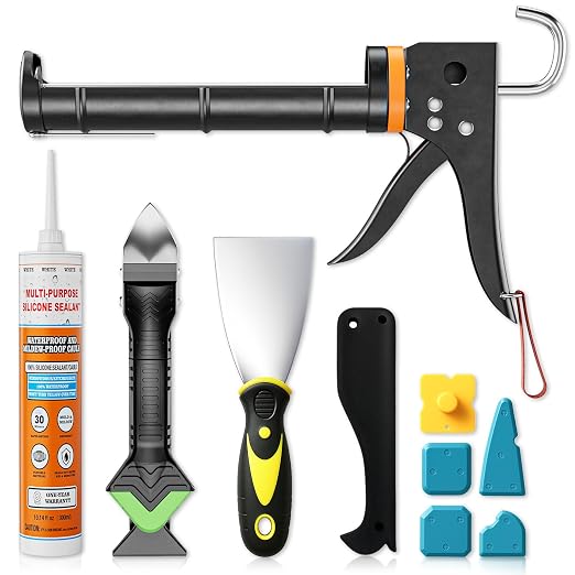 Professional Caulk Gun Kit - 5 in 1 Caulking Tool Set by Goopreen