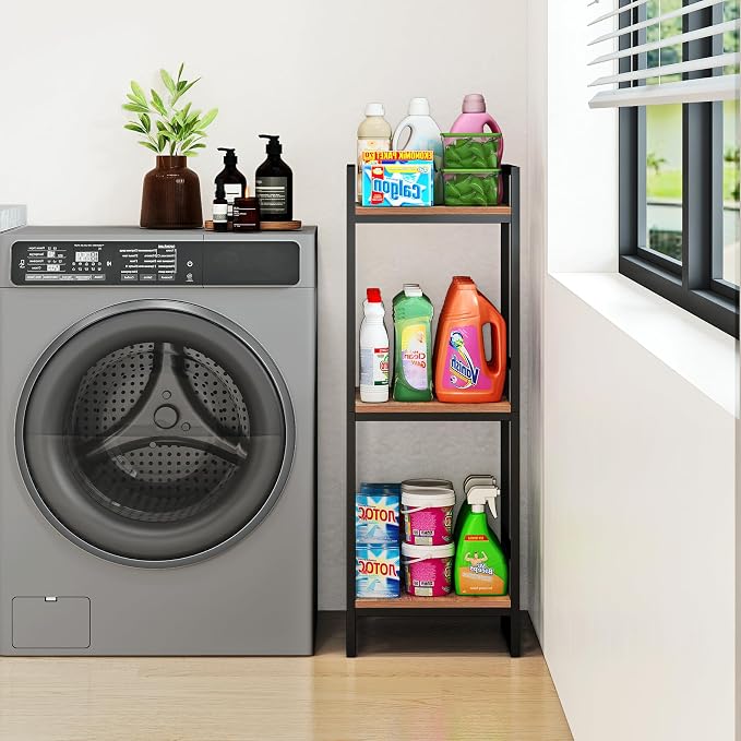BYFU 3 Tier Bathroom Storage Open Shelf, Freestanding Metal Corner Storage Rack - Image 4