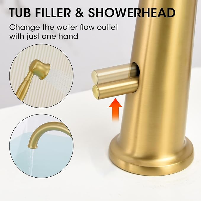 Roman Tub Faucet Set with Hand Shower, KRUZOO Bathtub Faucet Set Trim Kit with - Image 5