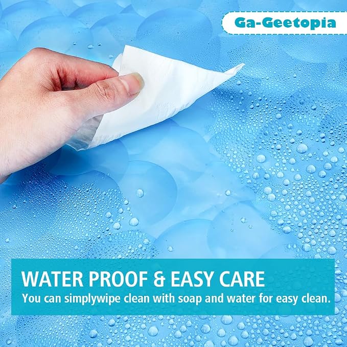 Ga-Geetopia Narrow Size Blue Pearl 3D EVA Stall Shower Curtain Liner, 36x72 - Image 3