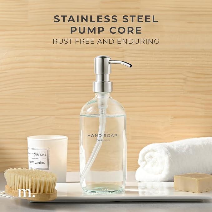 MaisoNovo Soap Dispenser 1-Piece Set | 16.9oz Clear Bottles - Image 4