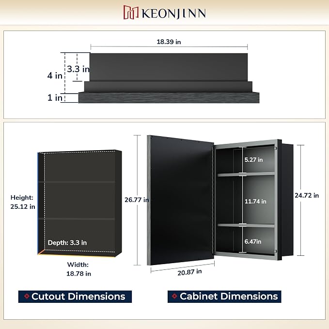 Keonjinn 21" x 27" Gold Medicine Cabinets - Image 2