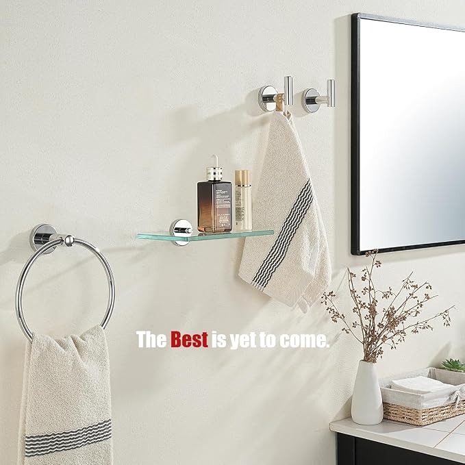 JQK Bathroom Glass Shelf Chrome, Tempered Glass Shower Storage 8 by 5 inches - Image 4