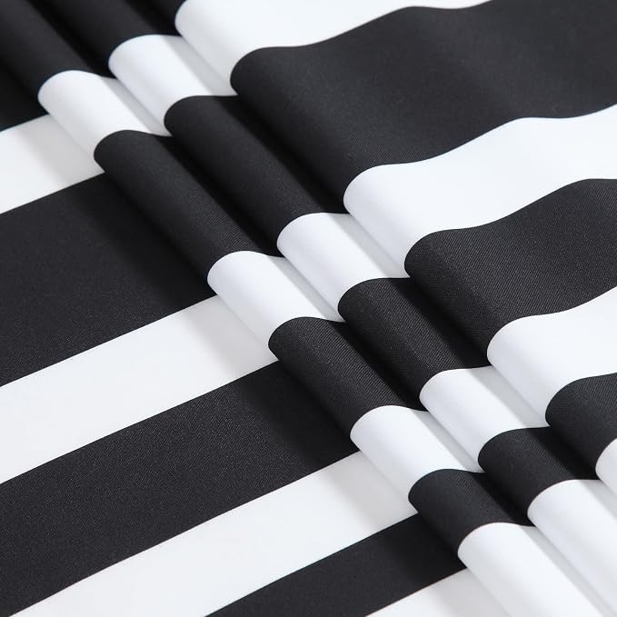 Extra Long White and Black Striped Shower Curtain 72x84 Inches, Waterproof - Image 3