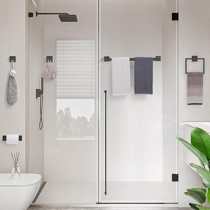 TURS 10-Piece Bathroom Hardware Accessories Set Matte Black Towel Bar Holder - Image 6
