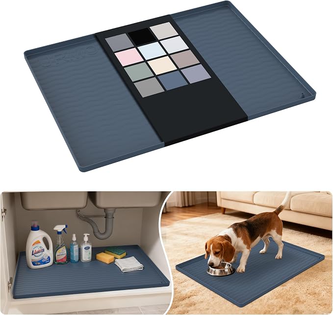 URMONA Waterproof Silicone Under Sink Mat 25'' x 19'' Shelf Liner by URMONA