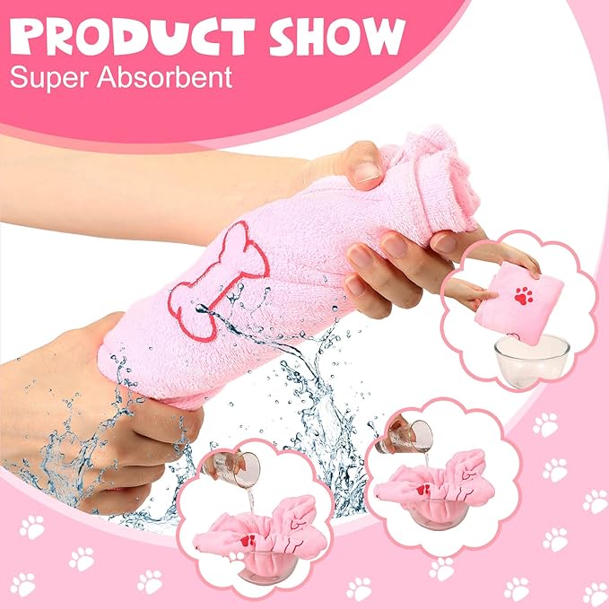 Chumia 4 Pcs Dog Towels for Drying Dog Puppy Bulk Microfiber Absorbent Paw - Image 3