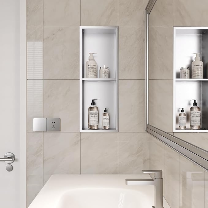 Neodrain Shower Niche Double Shelf Stainless Steel No Tile Needed Bathroom - Image 4