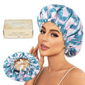 Large Shower Caps for Women Reusable Waterproof Satin Lined Shower Cap by Luvruitaky