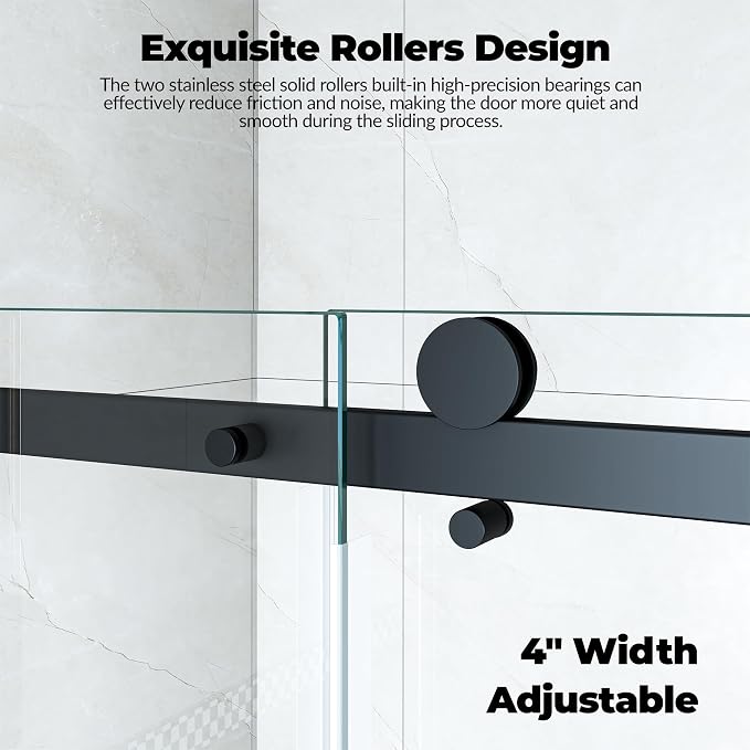 Frameless Sliding Shower Door, 44-48 Inches Wide x 76 Inches High, Features - Image 4