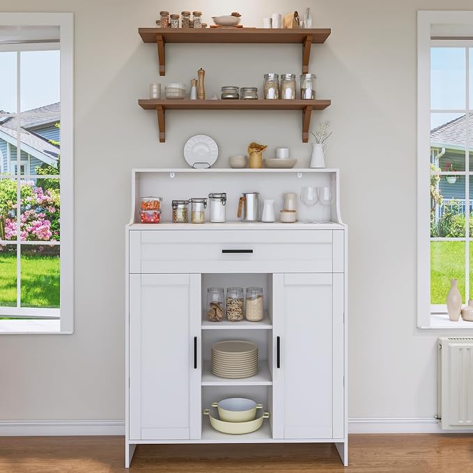 Storage Cabinet with Doors and Drawers, Kitchen Storage Cabinet with 1 Large - Image 2