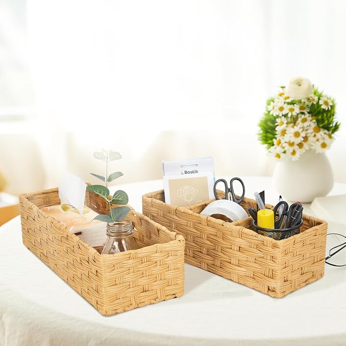DULLEMELO Toilet Basket for Decor, Small Wicker Baskets for Storage Back of - Image 4