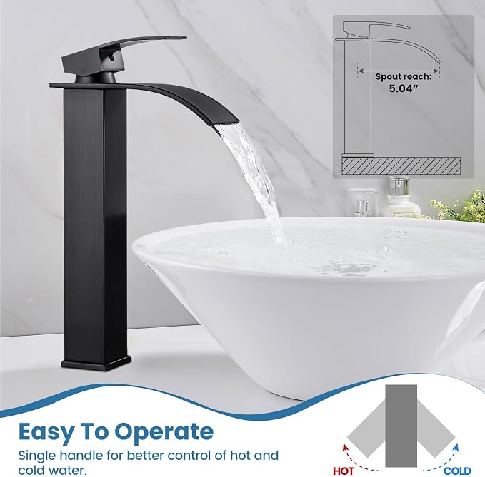 Airuida Tall Vessel Sink Faucet Oil Rubbed Bronze, Single Handle Single Hole - Image 3