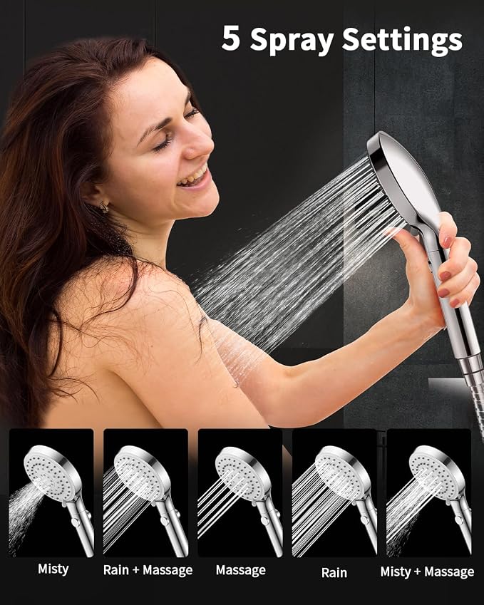 FASDUNT Shower Head with Handheld, High Pressure Handheld Shower Head with 80" - Image 4