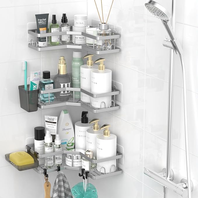 Corner Shower Caddy Bathroom Organizer: Adhesive Shower Rack Bathtub Shelves - Image 2