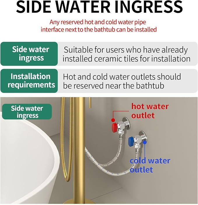 Freestanding Bathtub FaucetFloor Mount Bathtub Filler Shower Mixer Faucet - Image 5