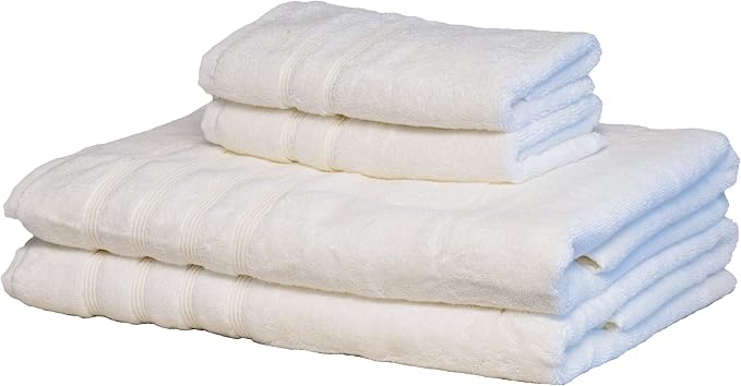 Mosobam Luxury Turkish 4pc XL Towel Set 35X70 16X30 White 700 GSM Bamboo by Mosobam