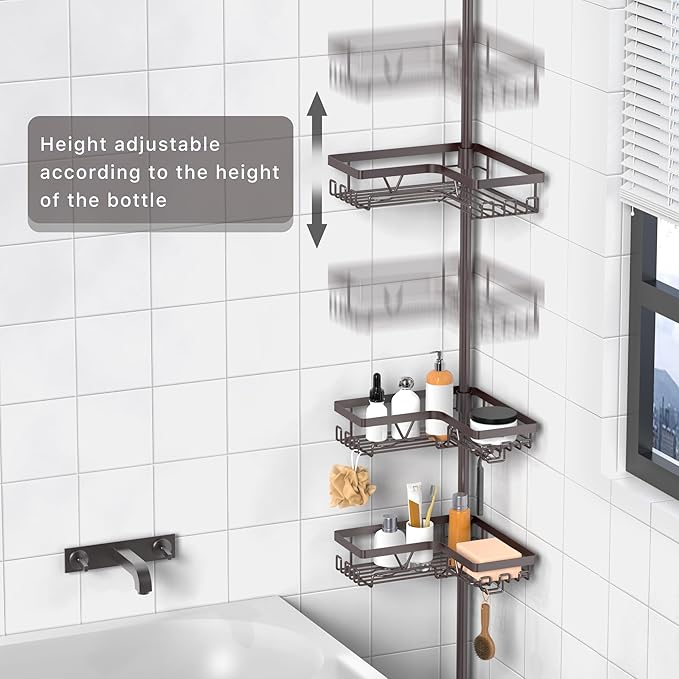 KEGII 4-Tier Corner Shower Caddy Tension Pole - Image 2
