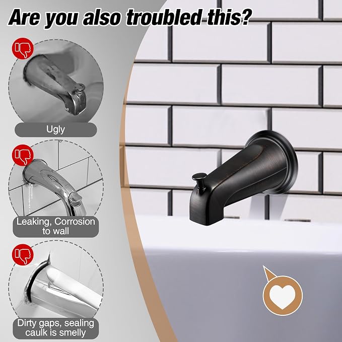 Dreyoo Metal Tub Spout Cover Ring, Bathtub Spout Trim Plate Ring - Image 4