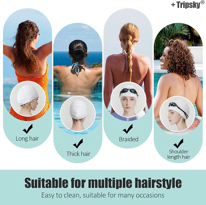 Tripsky Silicone Swim Cap, Comfortable Bathing Cap Ideal - Image 3