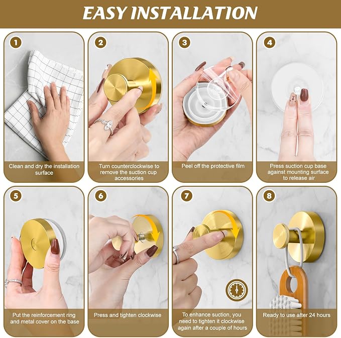 BKV Suction Cup Hooks for Glass Window, Removable Shower Hooks for Inside Shower - Image 5
