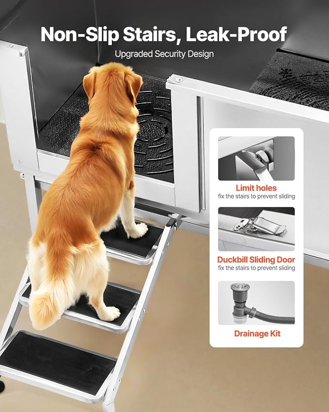 VEVOR Stainless Steel Dog Washing Station, Professional 62 inch Pet Grooming - Image 3