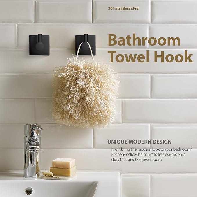 Bathroom Accessories Set Matte Black Towel bar Set, 4 Piece Towel Rack Set - Image 6