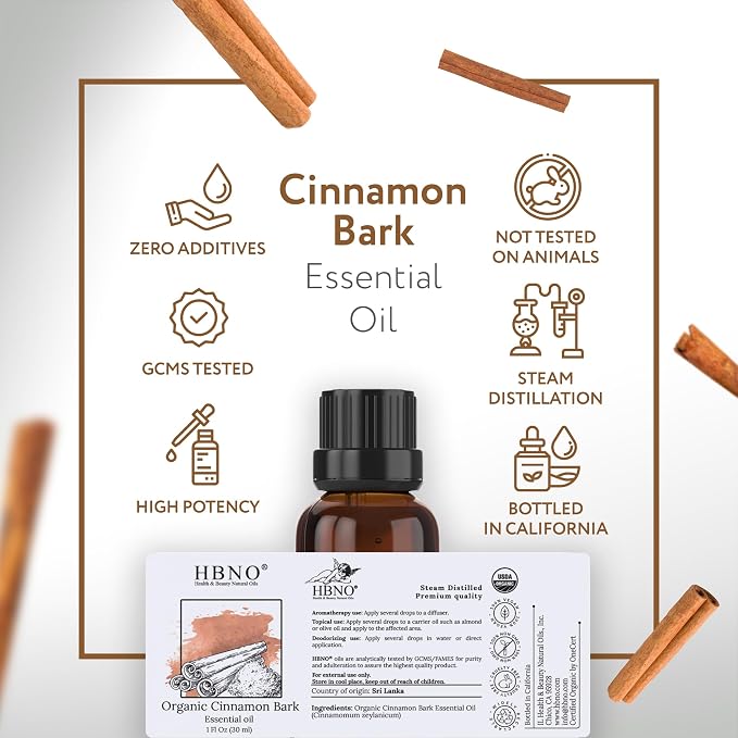 HBNO Organic Cinnamon Bark Essential Oil - 1 oz Size - Ideal - Image 4