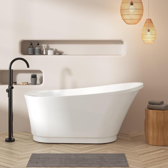 FerdY Langkawi 59" Acrylic Freestanding Bathtub, cUPC Certified, Brushed Nickel by FerdY