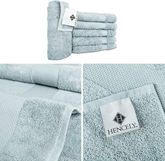 Hencely Premium 6-Pack Washcloths 12x12 Inches Soft Turkish Cotton High - Image 3