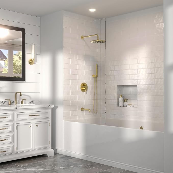 Lava Odoro Modern 3-Setting Round Rain Bathtub and Shower Faucet Set, Rain - Image 9