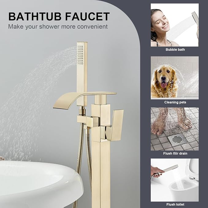 Senlesen Freestanding Bathtub Faucets Floor Mounted Tub Filler Faucet - Image 3