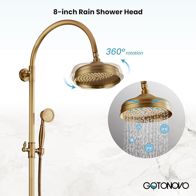 gotonovo Exposed Bathroom Shower System Classic Shower Kit 8 Inch Luxurious - Image 4