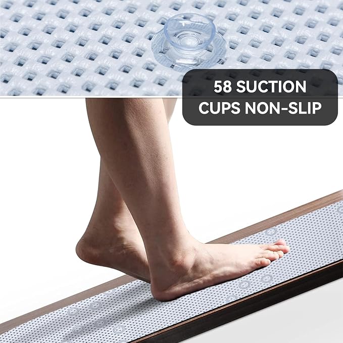 Bathtub Mat Non Slip 36” X 17” Gray Blue Shower Mat Soft Foam Bath Mats - Image 6