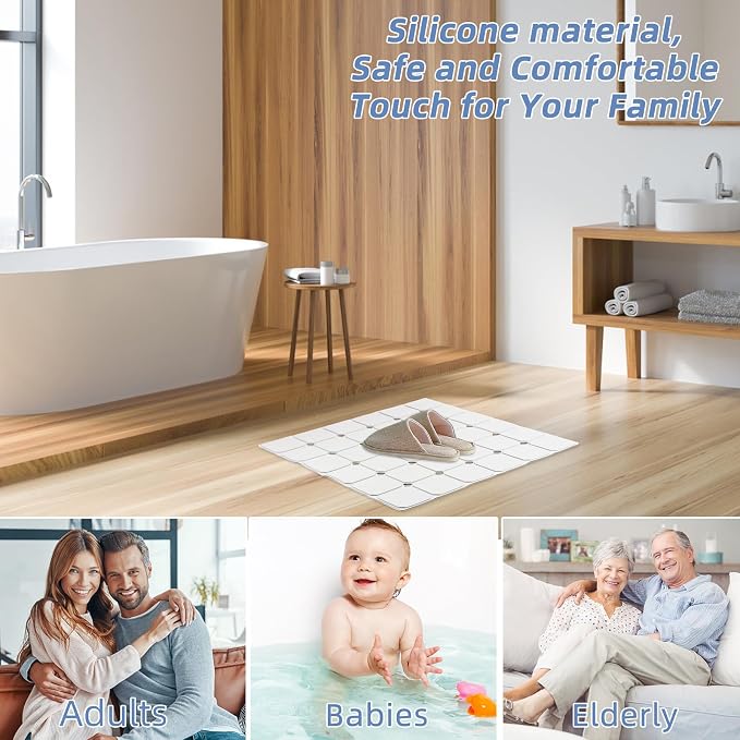 Shower Mat Non Slip 21"x21" Silicone Foldable Bath Mat - Image 6